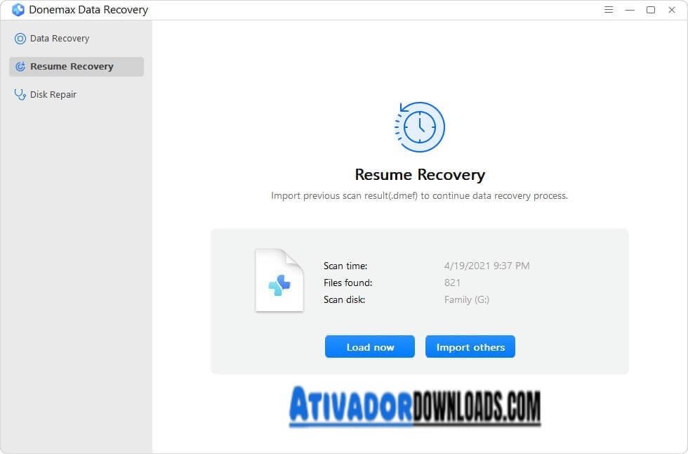 interface image of Donemax Data Recovery Crack