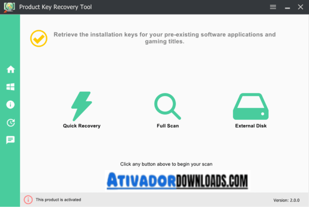 Processing image of Product Key Recovery Tool